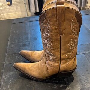 Reyme Women’s Western Tan Leather Pointed Toe Boots 9.5/10 Mexican Size 26